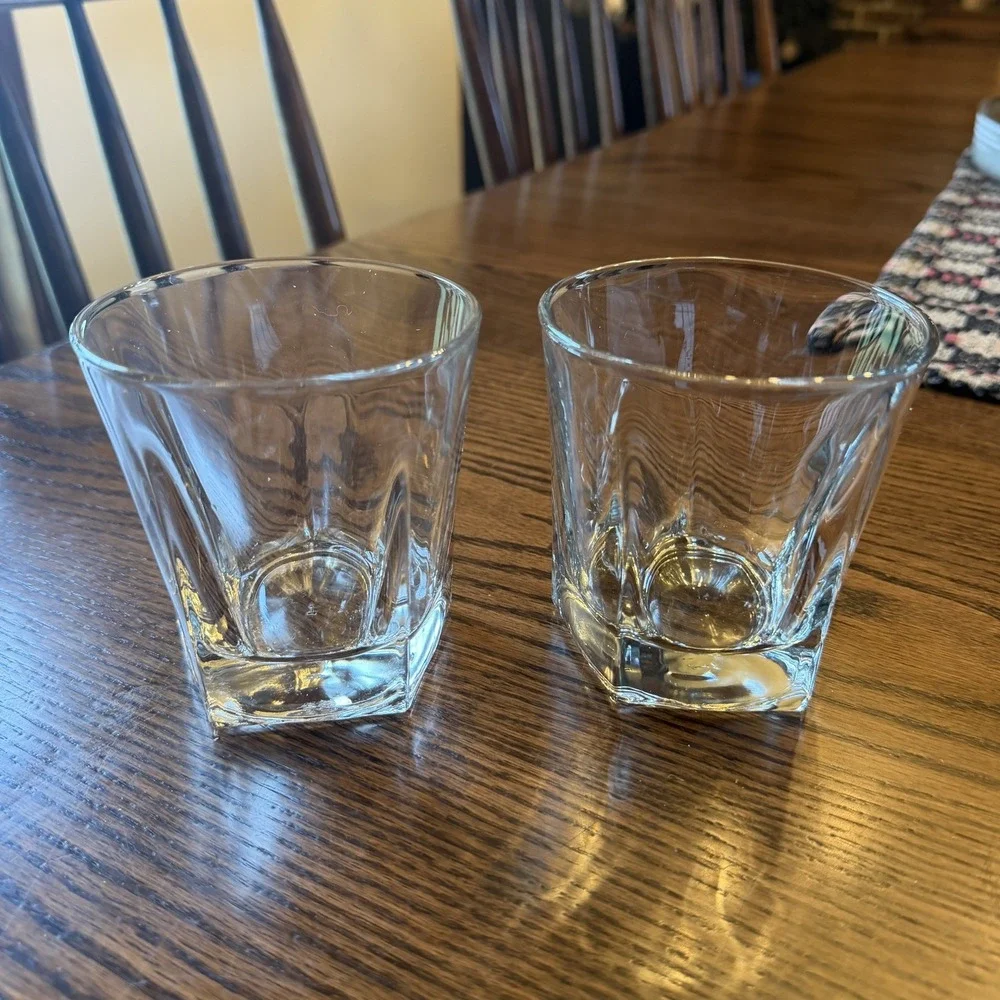 Libbey Inverness Rocks Whiskey Glasses Duratuff 5-Sided Heavy Bar Set of 2